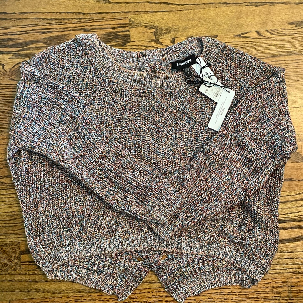 Cable Knit Split Back Sweater
